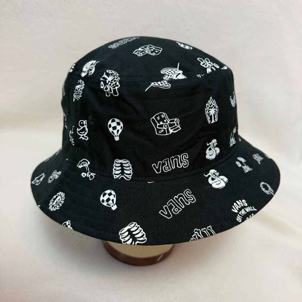 Vans Undertone II Black Bucket Hat Lost and Found Graphic Print Size L/XL